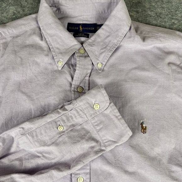 Polo Ralph Lauren Slim Fit Stretch Oxford Shirt Solid Purple Size XXL - Picture 1 of 6